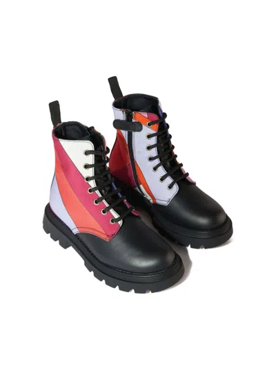 Pucci Junior Kids' Iride-print Boots In Pink