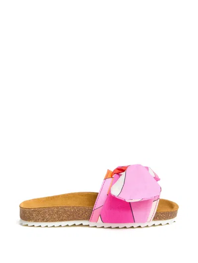 Pucci Junior Kids' Iride Print Bow Sandals In Multi