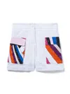 Pucci Junior Iride-print Broderie-anglaise Shorts In White