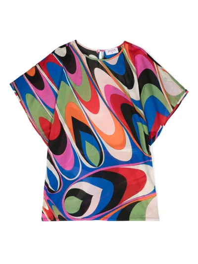 Pucci Junior Kids' Iride-print Cotton Dress In Black