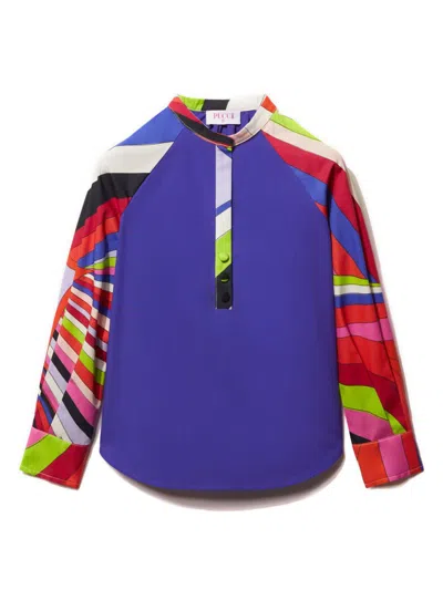 Pucci Junior Kids' Iride-print Cotton Shirt In 紫色