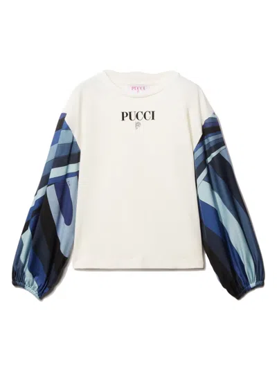 Pucci Junior Iride-print Cotton T-shirt In 白色