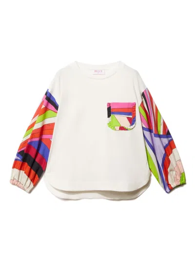 Pucci Junior Kids' Iride-print Cotton T-shirt In 白色