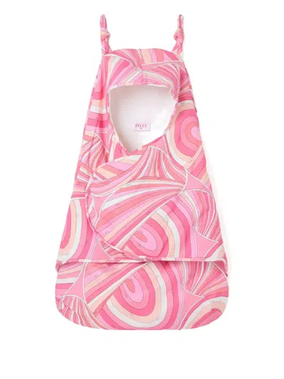 Pucci Junior Iride-print Hooded Sleeping Bag In Pink