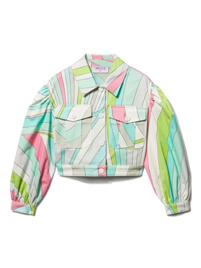 Pucci Junior Kids' Iride-print Jacket In Green