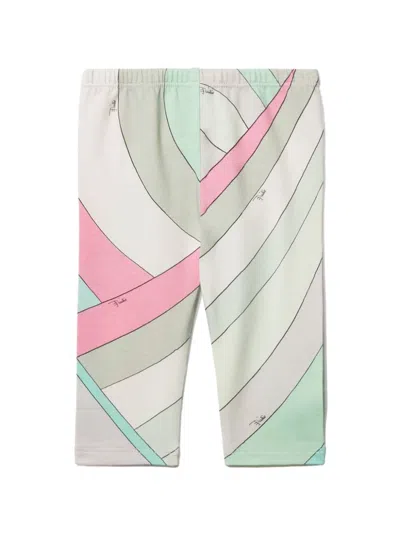 Pucci Junior Babies' Iride-print Leggings In Green