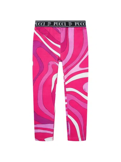 Pucci Junior Kids' Iride-print Leggings In Pink