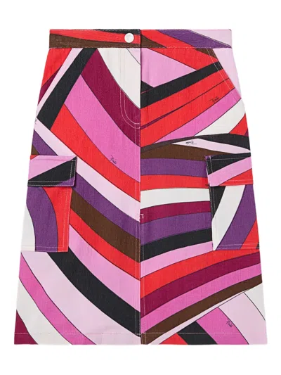 Pucci Junior Kids' Iride-print Midi Skirt In Pink