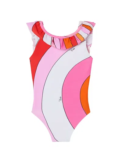 Pucci Junior Babies' Iride Print One-piece Swimsuit In Pink