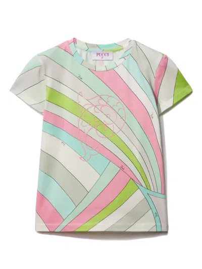 Pucci Junior Kids' Iride-print T-shirt In 绿色