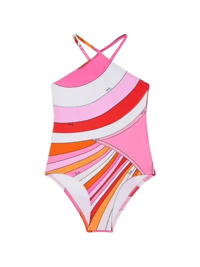 Pucci Junior Babies' Iride-print Cross-over One-piece Swimsuit In Multi