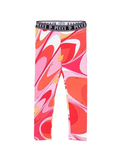 Pucci Junior Kids' Iride-print Logo-waistband Leggings In Multi