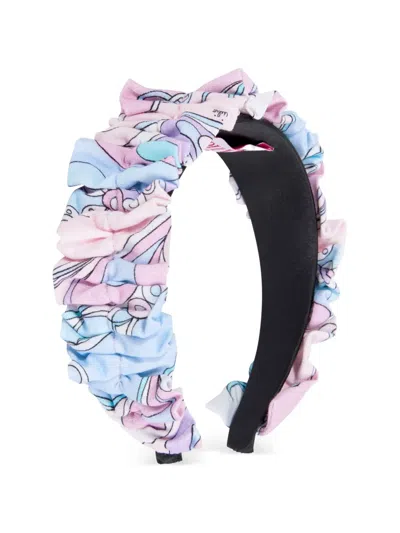 Pucci Junior Kids' Iride-print Ruched Headband In Pink