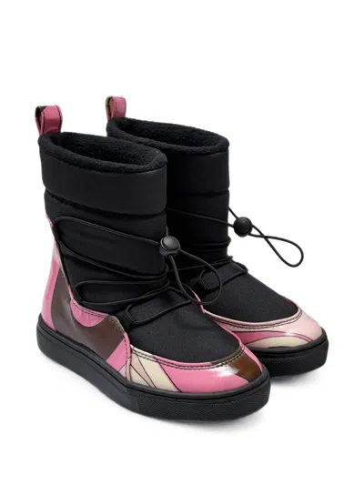 Pucci Junior Kids' Iride-print Snow Boots In Black