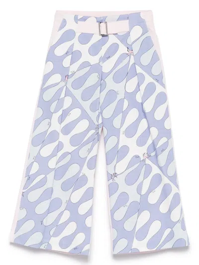 Pucci Junior Kids' Leocorno-print Trousers In Blue