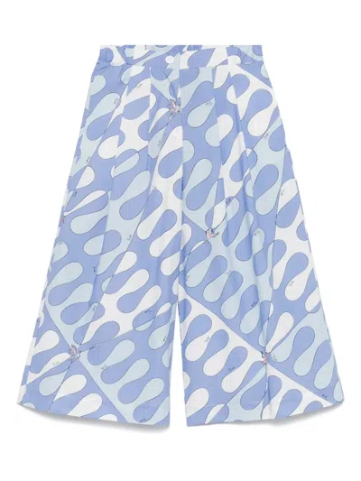 Pucci Junior Kids' Leocorno-print Trousers In Blue