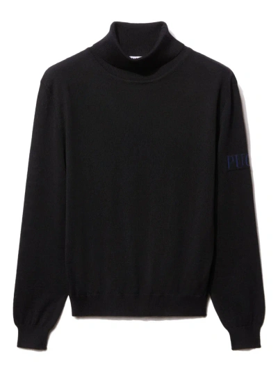 Pucci Junior Kids' Logo-embroidered Wool Jumper In 黑色