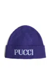 Pucci Junior Logo Beanie Hat In Blue