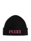 Pucci Junior Logo-detail Beanie Hat In Black