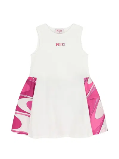 Pucci Junior Kids' Logo-detail Flared Dress In Multi