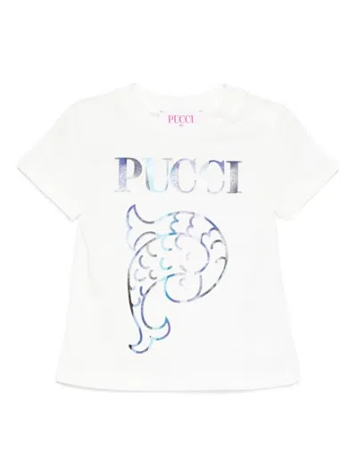 Pucci Junior Babies' Logo-embellished Short-sleeve T-shirt In White