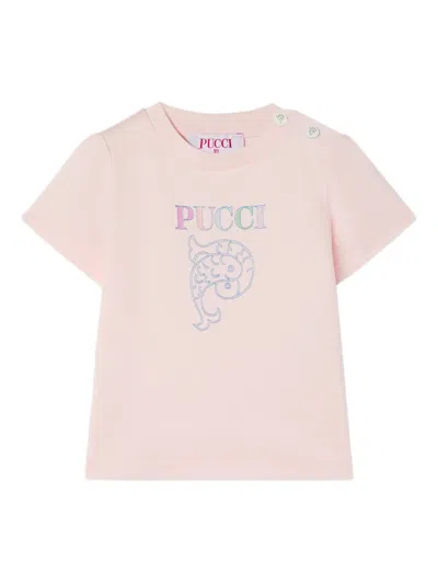 Pucci Junior Babies' Logo-embellished T-shirt In Pink
