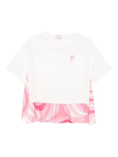 Pucci Junior Kids' Logo-embossed T-shirt In Pink