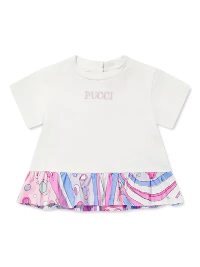 Pucci Junior Babies' Logo-embroidered Dress In White