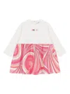 Pucci Junior Logo-embroidered Swirl-print Dress In White