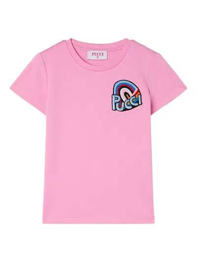 Pucci Junior Logo-embroidered T-shirt