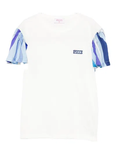 Pucci Junior Kids' Logo-embroidered T-shirt In White