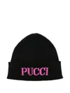 Pucci Junior Logo-intarsia Beanie In Black