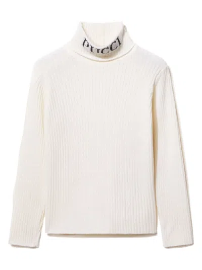 Pucci Junior Kids' Logo-intarsia Jumper In 白色