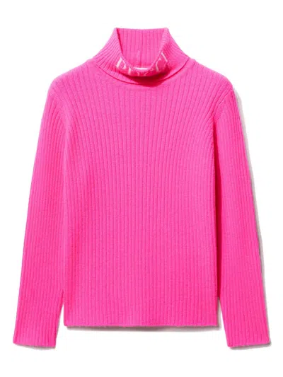 Pucci Junior Kids' Logo-intarsia Ribbed-knit Jumper In Pink