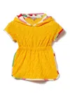 Pucci Junior Bouclé Logo Hooded Playsuit In Yellow