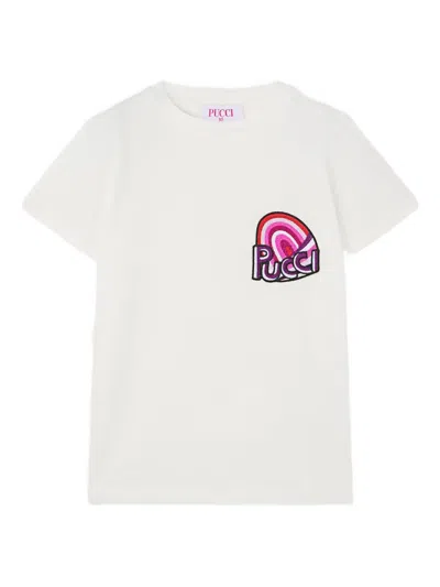 Pucci Junior Kids' Logo-patch T-shirt In White