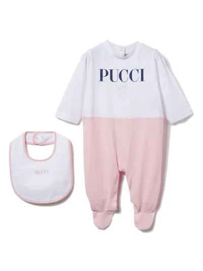 Pucci Junior Logo-print Babygrow Set In White