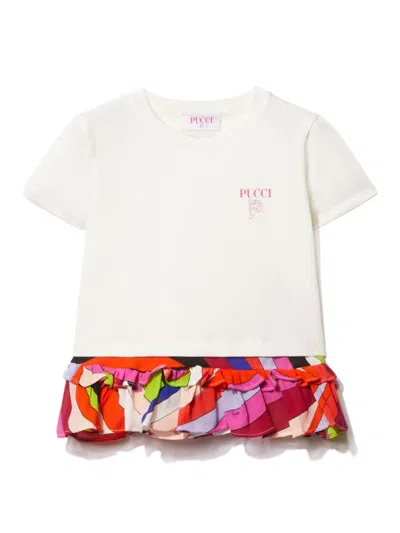 Pucci Junior Kids' Logo-print Cotton T-shirt In 白色
