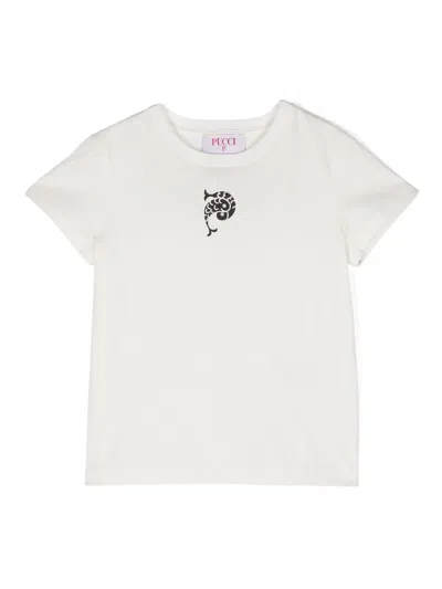 Pucci Junior Kids' Logo-print Cotton T-shirt In White