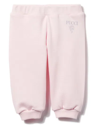 Pucci Junior Kids' Logo-print Cotton Track Pants In Pink