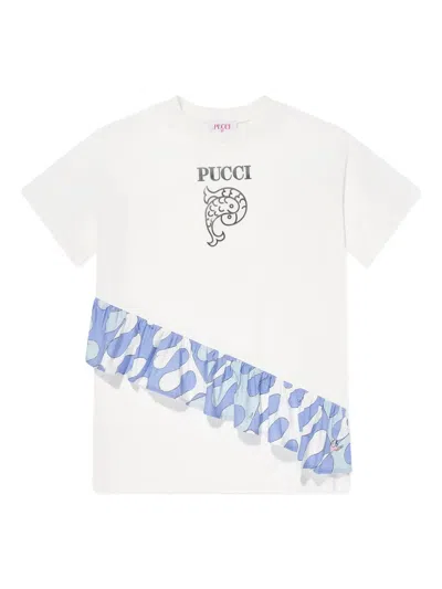 Pucci Junior Kids' Logo-print Dress In White