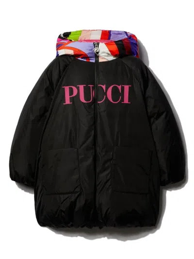 Pucci Junior Kids' Logo-print Puffer Jacket In Black