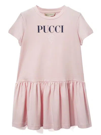 Pucci Junior Kids' Logo-print Short-sleeve Dress In Pink