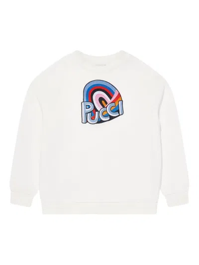 Pucci Junior Kids' Logo-print Sweatshirt In White