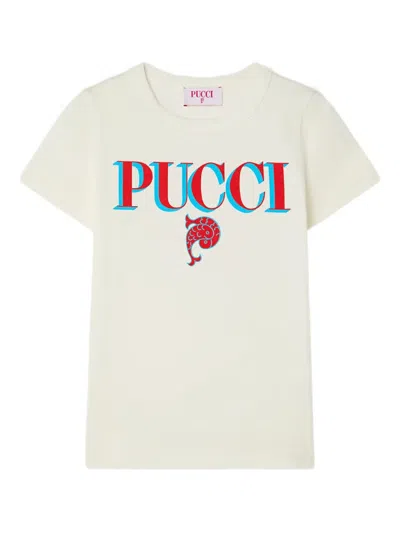 Pucci Junior Logo-print T-shirt In White