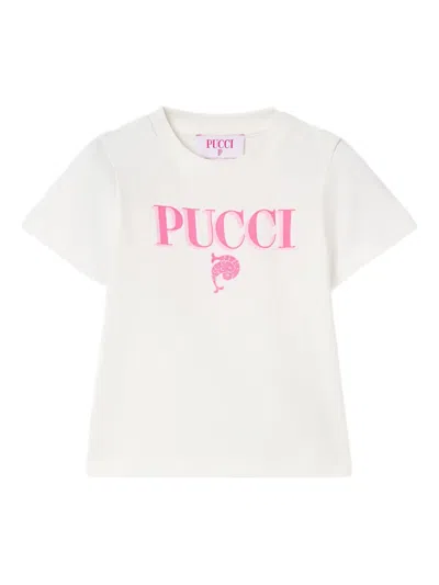 Pucci Junior Babies' Logo-print T-shirt In White