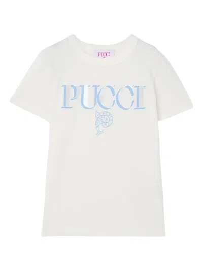 Pucci Junior Kids' Logo-print T-shirt In White