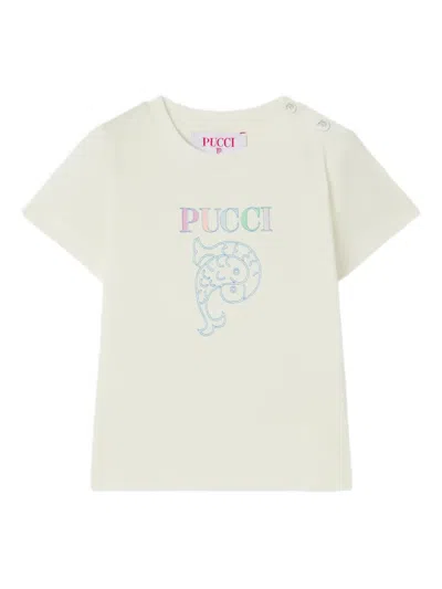 Pucci Junior Babies' Logo Short-sleeve T-shirt In White