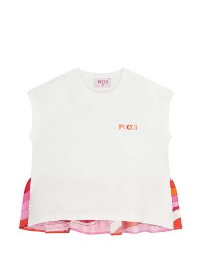 Pucci Junior Kids' Logo Top In White