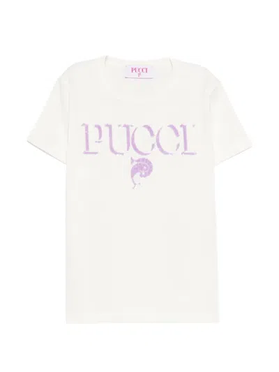 Pucci Junior Logo T-shirt In White
